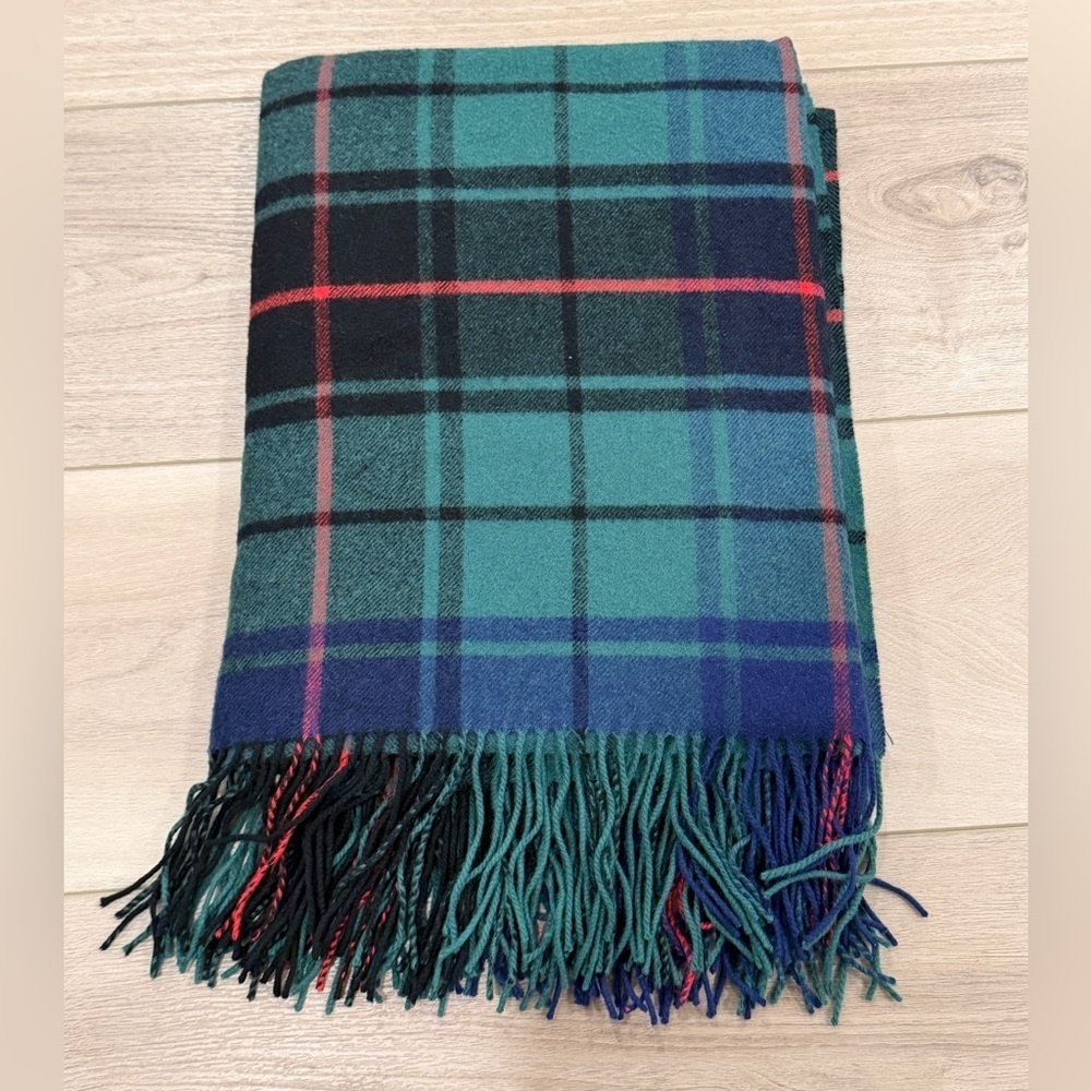 Williams-Sonoma Home Plaid Cashmere Blanket With Fringe 50x65”